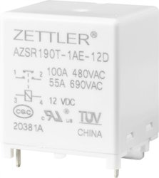 Przekaźnik mocy Zettler Electronics AZSR190T-1AE-12D, 800 V/AC, 100 A, 1 szt.