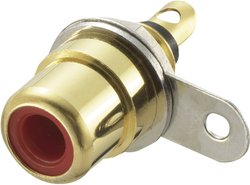 Złącze męskie RCA/Cinch TRU COMPONENTS 716947, złocony, złącze żeńskie do wbudowania pionowego, 1 szt.