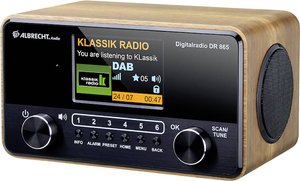 Radio Albrecht DR 865 DAB+, UKW bez blokad, z pilotem, blokada klawiszy, funkcja budzika drewno (ciemny)