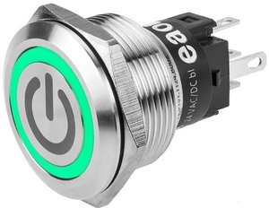 EAO 82-6151.1133.B002 Seria 82 Podświetlany przycisk Mom 22mm Zielona wtyczka 12V Przycisk eao 82-6151.1133.B002, 22.30 mm, 1 szt.