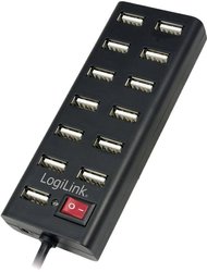 Hub LogiLink 13 portów USB 2.0, z włącznikiem/wyłącznikiem Hub USB 2.0 LogiLink UA0126 13 Portów  czarny