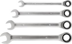 Zestaw kluczy widełkowych i oczkowych z grzechotką, 4 szt. Klucz grzechotkowy podwójny kwb  460490 10 - 17 mm