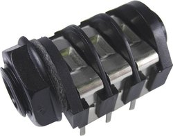 Złącze męskie jack 6,35 mm CL1232A Cliff CL1232A złącze żeńskie do wbudowania poziomego Ilość styków: 3 stereo czarny 1 szt.