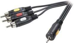 Kabel Jack / Cinch kompozytowy SpeaKa Professional [1x złącze męskie jack 2,5 mm - 3x złącze męskie RCA/cinch] 2.50 m czarny