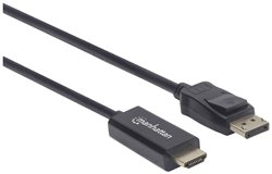 Przejściówka DisplayPort, HDMI Manhattan 4K@60Hz DisplayPort auf HDMI-Kabel Stecker/Stecker 1,8 m schwarz 153201, 1.80 m