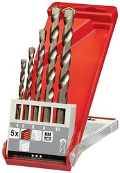 Zestaw wierteł do kamienia i wierteł do betonu kwb - skrzynka narzędziowa, 5 sztuk (wiertło do kamienia i betonu do wszystkich wiertarek obrotowych i udarowych) Zestaw wierteł krętych do kamienia kwb  38500 4 mm, 5 mm, 6 mm, 8 mm, 10 mm 5 szt.