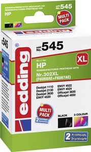 Edding atrament Combi-Pack 18-545 zamiennik Zamiennik HP 302XL, F6U68AE, F6U67AE Czarny + kolor 18-545