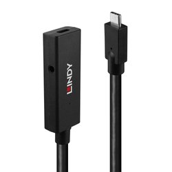 USB-C Kabel LINDY 43364, USB 3.2 Gen2 (USB 3.1 Gen2), Złącze męskie USB-C®, Złącze żeńskie USB-C®, 5.00 m