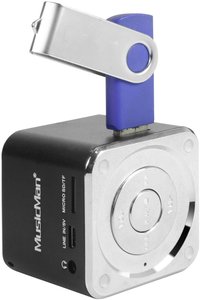 Głośnik Technaxx MusicMan Mini, microSD, AUX-IN, 3 W, 3 h pracy baterii, czarny