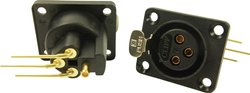 Złącze męskie XLR Cliff CP30082 CP30082, złocony, złącze żeńskie z kołnierzem, wyjście kątowe, 1 szt.