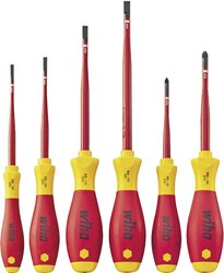 6-częściowy zestaw wkrętaków SoftFinish electric slimFix do wkrętów z rowkiem VDE/Pozidriv VDE Zestaw wkrętaków Wiha 36455