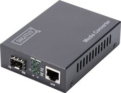 Konwerter mediów DIGITUS, SFP, 10/100/1000Base-T to slot SFP, wraz z. PSU Without moduły SFP Konwerter multimediów, sieciowy Digitus DN-82130 LAN, SFP 1 GBit/s