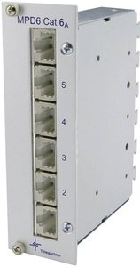 Minipanel krosowy Telegartner na 6 portów z płytą czołową Patchpanel Telegärtner J02021A0054, 6 Portów, 3 U