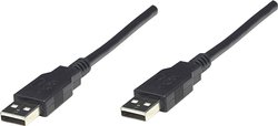 Kabel USB Manhattan Hi-Speed USB 2.0 Kabel A-Stecker auf A-Stecker 1,8m schwarz , USB 2.0, Złącze męskie USB-A, Złącze męskie USB-A, 1.80 m