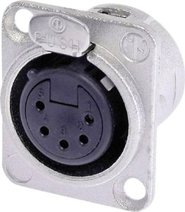 Złącze męskie XLR NC5FD-L-1 Neutrik NC5FD-L-1 złącze żeńskie z kołnierzem, wyjście proste Ilość styków: 5  srebrny 1 szt.