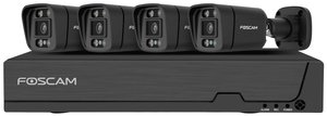 Foscam FNA108E-B4-2T 8-kanałowy zestaw do monitoringu 4K 8MP PoE (czarny) z 4 kamerami monitorującymi Foscam  FNA108E-B4-2T black LAN IP-Zestaw monitorujący 8-kanałowy z 4 kamerami 3840 x 2160 px