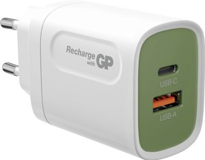 GP Batteries GPWC20WPWHUSB174 Ładowarka USB  gniazdo  Ilość wyjść: 2 x USB, złącze żeńskie USB-C