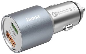 Hama  Ładowarka USB 38 W samochód osobowy, samochód ciężarowy Maksymalne natężenie wyjściowe 3000 mA Ilość wyjść: 2 x USB-A, USB-C