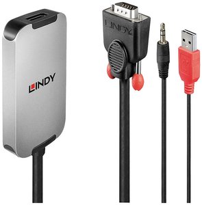 Konwerter DisplayPort, Jack, USB, VGA LINDY 38296, [3x jack 3,5mm (stereo), złącze męskie USB-A 1.1, złącze męskie VGA - 1x złącze żeńskie DisplayPort]