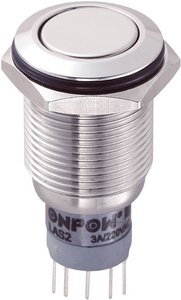 Przełącznik przyciskany zabezpieczony przed wandalizmem 16 mm 250 V/AC 3 A podświetlony/niepodświetlony Przełącznik wciskany, wandaloodporny zatrzask TRU COMPONENTS LAS2GQF-22Z/S/P, 2 x wł/wł, IP67, 1 szt.