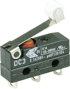 Mikroprzełącznik DC3C-A1RB 250 V/AC 0.1 A 1 x wł/(wł) ZF IP67 chwilowy 1 szt.