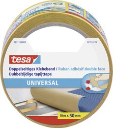 tesa® dwustronna uniwersalna taśma klejąca - idealna do układania dywanów oraz do prac rękodzielniczych i dekoracyjnych Taśma dwustronna tesa  56171-00003-11 UNIVERSAL (D x S) 10 m x 50 mm 10 m 1 szt.