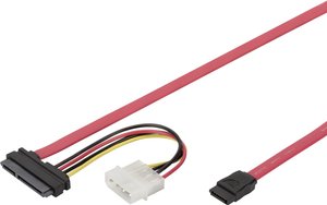 Kabel SATA Digitus AK-400112-005-R AK-400112-005-R[1x złącze męskie Molex 4-pin, złącze męskie SATA 7-pin - 1x złącze męskie SATA 15+7-pin], 0.50 m