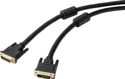 Kabel DVI Renkforce RF-4695146, podwójne ekranowanie, z rdzeniem ferrytowym, pozłacane styki, 5.00 m