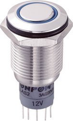 Przełącznik wciskany, wandaloodporny zatrzask TRU COMPONENTS LAS2GQF-11ZE/B/12V/S/P, 1 x wł/wł, 1 szt.