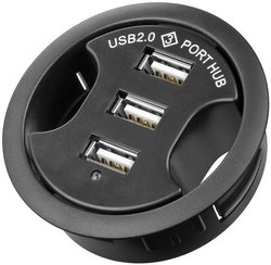 Hub USB 2.0 Goobay 93893, 3 x USB 2.0, czarny