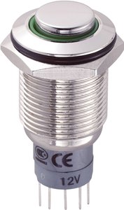 Przełącznik wciskany, wandaloodporny zatrzask TRU COMPONENTS LAS2GQH-11ZE/G/12V/N/P, 1 x wł/wł, 1 szt.