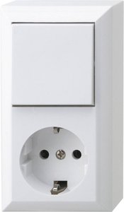 Wyłącznik, Przełącznik schodowy, Gniazdo elektryczne REV 0510156777, biały