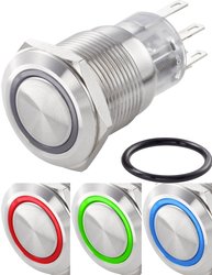 Przełącznik wciskany, wandaloodporny TRU COMPONENTS TC-LAS1-AGQ-11E/42RGB/ TC-7494624, 19 mm, 250 V/AC, 3 A, 1 szt.