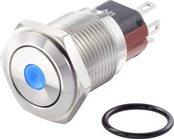 Przełącznik wciskany, wandaloodporny TRU COMPONENTS TC-GQ16-KF-11D/J/B/12V/S TC-7494768, 16 mm, 48 V/DC, 2 A, 1 szt.