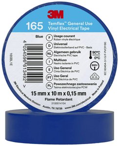 Taśma izolacyjna 3M Temflex™ 165 165BL1E Temflex™ 165 (D x S) 10 m x 15 mm 10 m 1 szt.