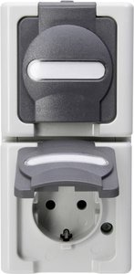 Gniazdo sieciowe z klapką Komplet Kopp BlueElectric 131456008, szary