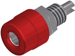 Gniazdo bananowe montażowe SKS Hirschmann BIL 20, izolowane, O 4 mm, 16 A, czerwone