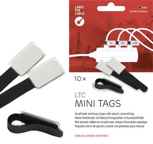 Etykieta kablowa Label-the-Cable mocowana na rzepy z opisem oznakowania kabli, czarna, 10 szt. LTC Mini Opaska kablowa Label the Cable2510.
