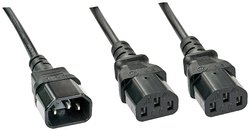 Kabel Y LINDY 30363 [1x złącze męskie IEC C14 - 2x złącze żeńskie IEC C13] 1.00 m