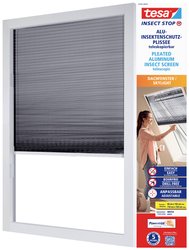 tesa aluminiowa ochrona przed owadami plisowana, teleskopowa — roleta chroniąca przed owadami do okien dachowych — łatwy montaż bez wiercenia dzięki praktycznej technologii tesa Powerstrips Aluminiowa moskitiera żaluzjowa tesa 55804-00000-00