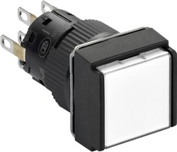 Przycisk podświetlany na biało Ø 16, podtynkowy, zwalnianie przyciskiem podwójnym, 24 V, 2OC Przycisk podświetlany Schneider Electric XB6ECF1B2P XB6ECF1B2P, 16 mm, 250 V, 3 A, 1 szt.