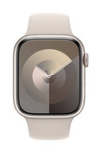 Apple Watch Series 9 GPS 45 mm Aluminiowa obudowa Starlight z paskiem sportowym Starlight – S/M Apple Watch Series 9 GPS 45 mm Obudowa aluminiowa Opaska sportowa Gwiezdne światło S/M
