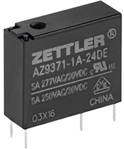 Przekaźnik drukowany Zettler Electronics AZ9371-1A-5DE, monostabilny, 1 cewka, 30 V/DC, 277 V/AC, 5 A, 1 szt.