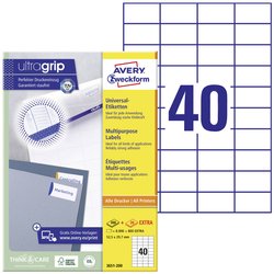 Avery-Zweckform 3651-200 Etykieta uniwersalna 52.5 x 29.7 mm Papier biały 8800 szt. Trwały Drukarka Laserowa, Drukarka Laserowa, kolorowa