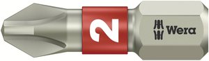 Bit krzyżakowy PH 2 Wera 3851/1 TS PH 2 X 25 MM 05 071011 001 stal nierdzewna  D 6.3 1 szt.