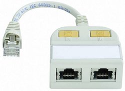 Adapter Y LAN, ISDN RJ45 Telegärtner  [1x złącze męskie RJ45 - 2x złącze żeńskie RJ45]