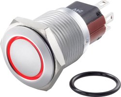 Przełącznik wciskany, wandaloodporny TRU COMPONENTS TC-GQ16-KH-11ZE/J/R/12V/C TC-7495016, 16 mm, 48 V/DC, 2 A, 1 szt.