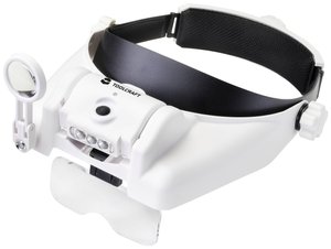Lampka LED na głowę TOOLCRAFT  TO-7440588 z oświetleniem LED Współczynnik powiększenia: 3.5 x, 2.5 x, 2.0 x, 1.5 x, 1.0 x Rozmiar soczewki: (D x S) 100 mm x 40 mm biały
