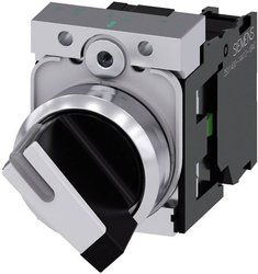 Przełącznik obrotowy Siemens 3SU1150-2BF60-1BA0 pierścień przedni metalowy, błyszczący czarny, biały 1 x 90 °  1 szt.