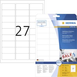 Herma 4347 Etykieta uniwersalna 63.5 x 29.6 mm Papier biały 675 szt. Z możliwością usunięcia Drukarka atramentowa, Drukarka Laserowa, Drukarka Laserowa, kolorowa, Kopiarka, Drukarka z funkcją kopiowania w kolorze, Drukarka etykiet